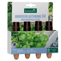 4 Arroseurs autonomes en céramique botanic® pour bouteille d'eau - Idéal pots Ø 15 à 25 cm