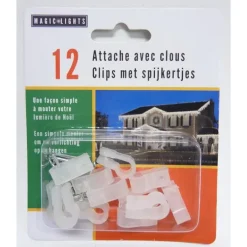 12 attaches en plastique avec clous pour guirlande lumineuse LED