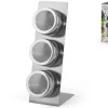 3 boîtes sur support magnétique en inox argent - 11 x 8 x 24 cm