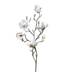 3 fleurs artificielles magnolia 3 fleurs et 3 boutons coloris beige - 87 cm