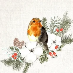 20 serviettes 3 plis Robin Forest - 33 x 33 cm