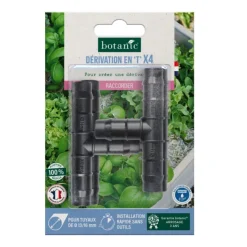 4 Tés cannelés - Ø 13/16 mm botanic® - Arrosage goutte à goutte