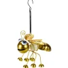 Abeille phosphorescente en métal jaune à suspendre