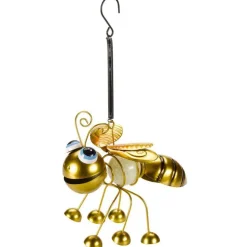 Abeille phosphorescente en métal jaune à suspendre