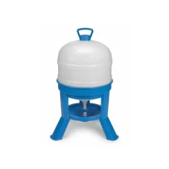 Abreuvoir volaille sur pieds de 30 L blanc et bleu