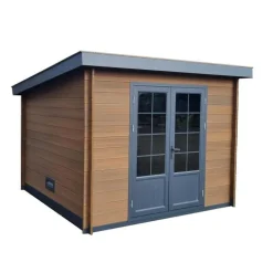 Abri de jardin composite et aluminium Green outside Teck Royan - 3 x 3 m