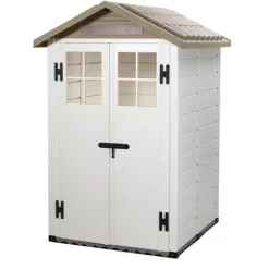 Abri de jardin en résine beige Foresta Evo - 137 x 144 x 214 cm