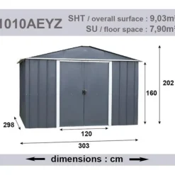 Abri de jardin métal sans plancher coloris anthracite Yardmaster Trigano - 7,9 m²