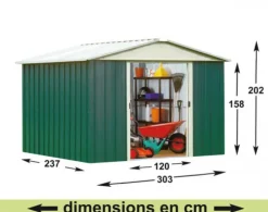 Abri de jardin métal, sans plancher, vert sapin - TRIGANO JARDIN Yardmaster - 6.24m²