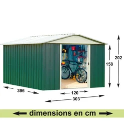 Abri de jardin métal sans plancher coloris vert sapin Yardmaster Trigano - 10,76 m²