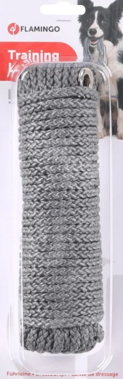 Accessoire pour chien Longe pour dressage coloris gris en nylon Flamingo - 15 m