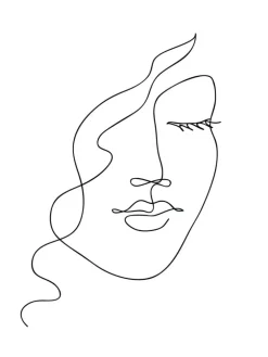 Affiche illustration noir et blanc Aquarupella Visage - 30 x 40 cm