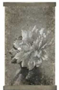 Affiche sur toile souple effet vintage fleur et visage femme sur fond gris - 50 x 85 cm