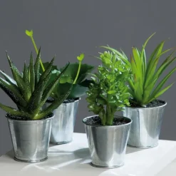 Agave succulente artificielle en pot zinc