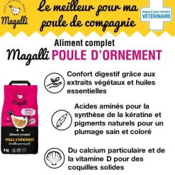 Aliment complet beau plumage pour volaille en sac jaune de 8 kg