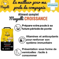 Aliment complet de croissance pour volaille en sac jaune de 4 kg