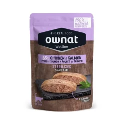 Aliment en sachet pour chat Ownat wetline sterilized chicken and salmon - 85 g
