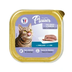 Aliment humide chat stérilisé Plaisir cabillaud en barquette de 100 g
