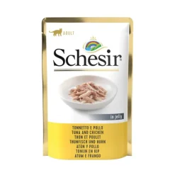 Aliment humide pour chat thon avec filets de poulet sachet en gelée Schesir - 85 g