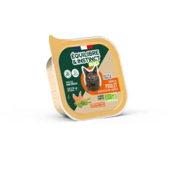 Aliment humide pour chat adulte poulet et petits pois carottes bio Équilibre & Instinct - 85 g
