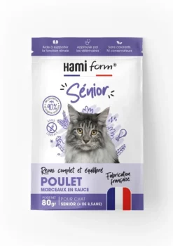 Alimentation complète pour chat senior de + 8,5 ans poulet HamiForm - pochon de 80 g
