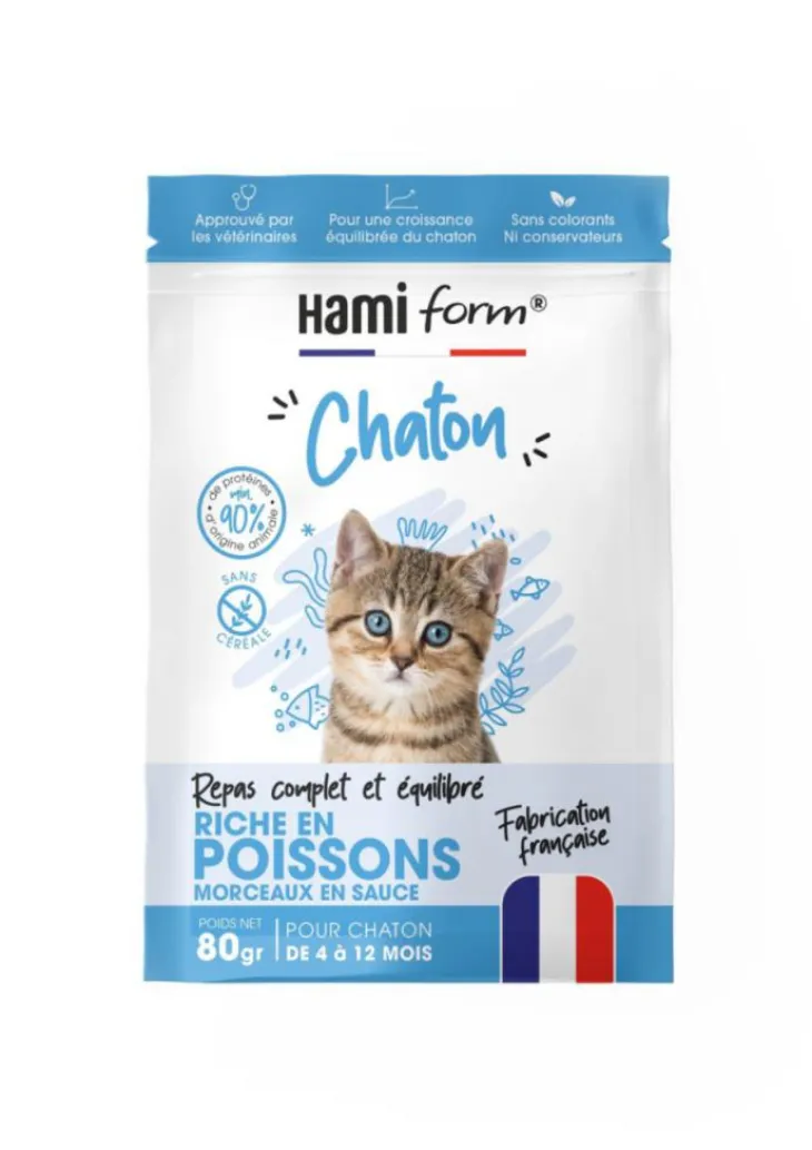 Alimentation complète pour chaton de 4 à 12 mois poisson HamiForm - pochon de 80 g