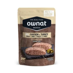 Alimentation humide pour chat stérilisé poulet et dinde Ownat Wetline - 85 g