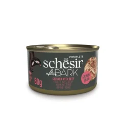 Alimentation humide pour chat filets en bouillon poulet avec bœuf Schesir After Dark - boîte de 80 g