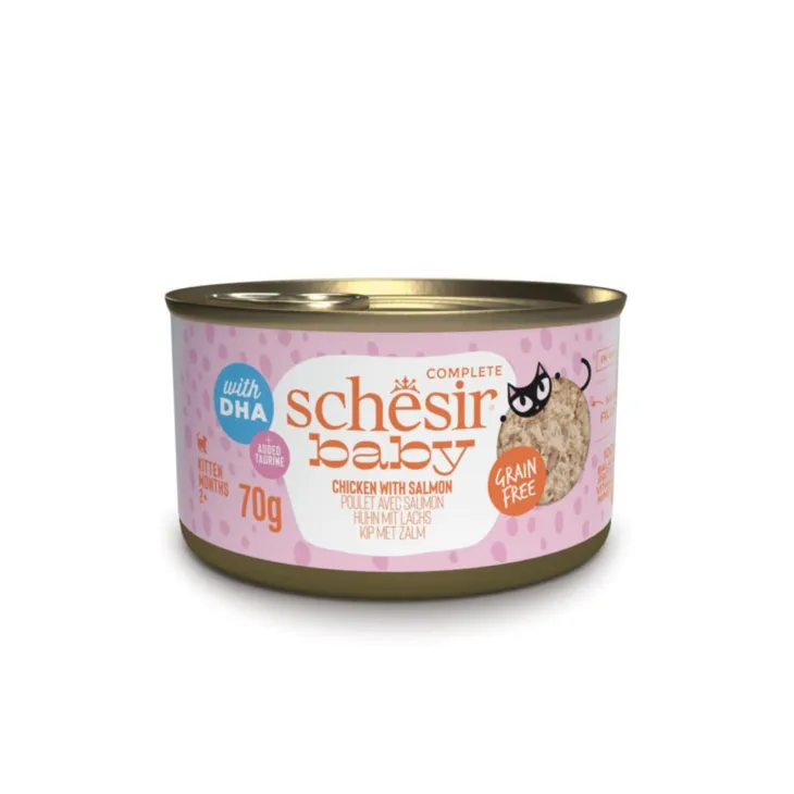 Alimentation humide pour chaton poulet avec saumon wholefood Schesir Baby - 70 g