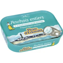 Anchois entiers à l'huile d'olive vierge extra bio Phare d’Eckmühl - 115 g