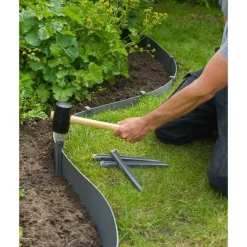 Ancres bordure de jardin x10 PP recyclé Gris 1,9x1,8x26,7 cm