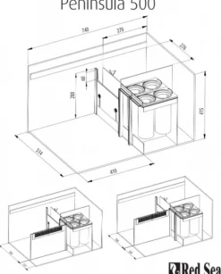 Aquarium ReefLED éclairage, meuble blanc, RED SEA AQUARIUM Peninsula Deluxe P500 - 500L