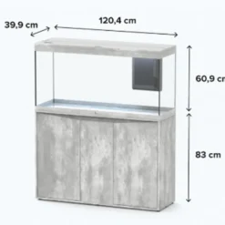 Aquarium tout équipé, gris béton, AQUATLANTIS AQUARIUM Splendid 120 - 293L