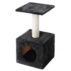 Arbre à chat avec panier et griffoir coloris noir Abey classic - 60 cm