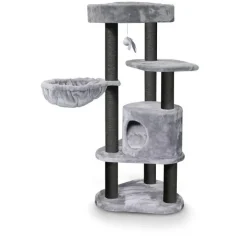 Arbre à chat avec panier et griffoir coloris gris Charlotte Royal Petrebels - 134 cm