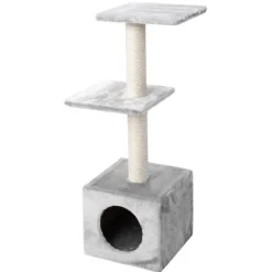 Arbre à chat avec panier et griffoir coloris gris Palazzo - 90 cm