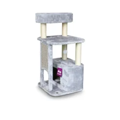 Arbre à chat avec panier et griffoir coloris gris Little Rock Petrebels - 99 cm