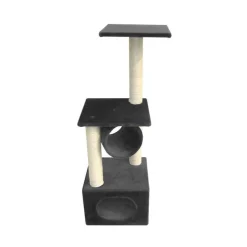 Arbre à chat avec panier et griffoir coloris noir Rodo - 110 cm