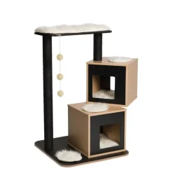 Arbre à chat Catit avec panier et griffoir coloris noir Vesper Double avec base - 103 cm