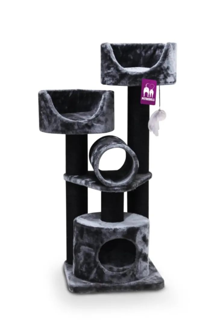 Arbre à chat coloris noir Petrebels Victoria 125 – 48 x 48 x 125 cm