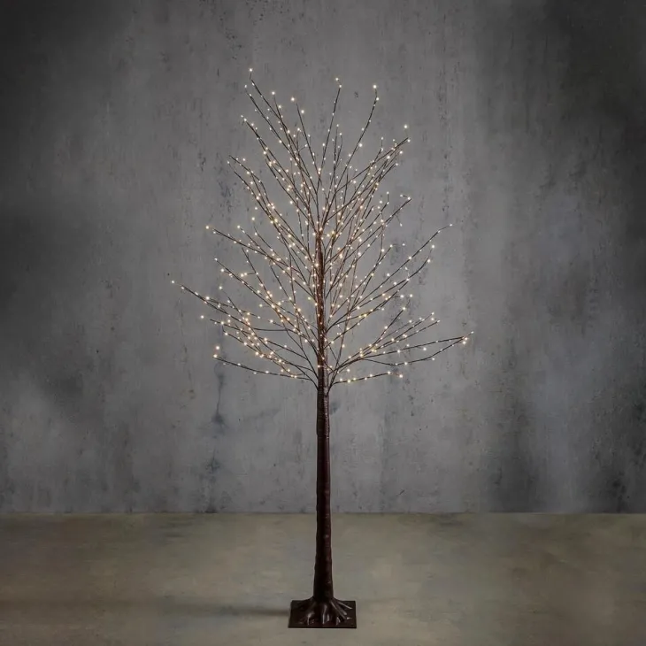 Arbre brun lumineux à 576 micro LED blanc chaud - Ø 60 x H 180 cm