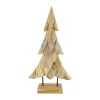 Arbre de Noël en bois de teck naturel sur pied - 32 x 12 x 58 cm