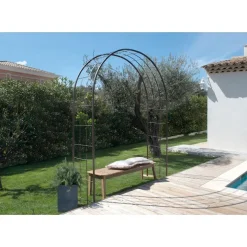 Arche double de jardin avec treillis en fer vieilli