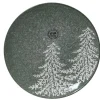 Assiette à dessert décor sapins coloris vert en grès - Ø 20 cm