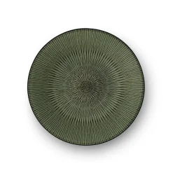 Assiette à dessert en grès Hypnose coloris vert et noir - Ø 20,5 cm