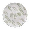 Assiette à dessert en porcelaine blanche avec motifs printaniers verts Episia - Ø 19 cm
