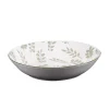 Assiette calotte en porcelaine blanche avec motifs printaniers verts Episia - Ø 20 cm