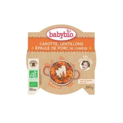 Assiette carotte lentillons et porc Babybio 260 g