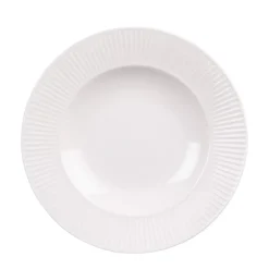 Assiette creuse en porcelaine blanche et contours striés Lina - Ø 22,5 cm