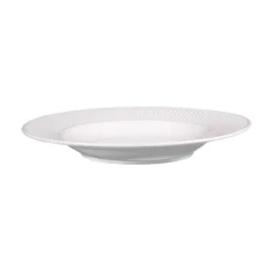 Assiette creuse en porcelaine blanche et contours striés Lina - Ø 22,5 cm